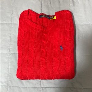 Polo by Ralph Lauren Red Crewneck Sweater Cable-Knit